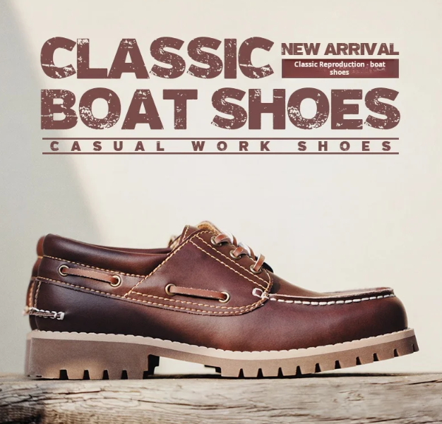 Chaussures bateau rétro britanniques à 3 œillets