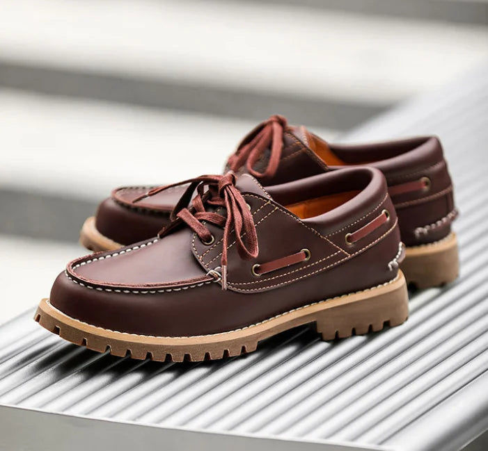 Chaussures bateau rétro britanniques à 3 œillets